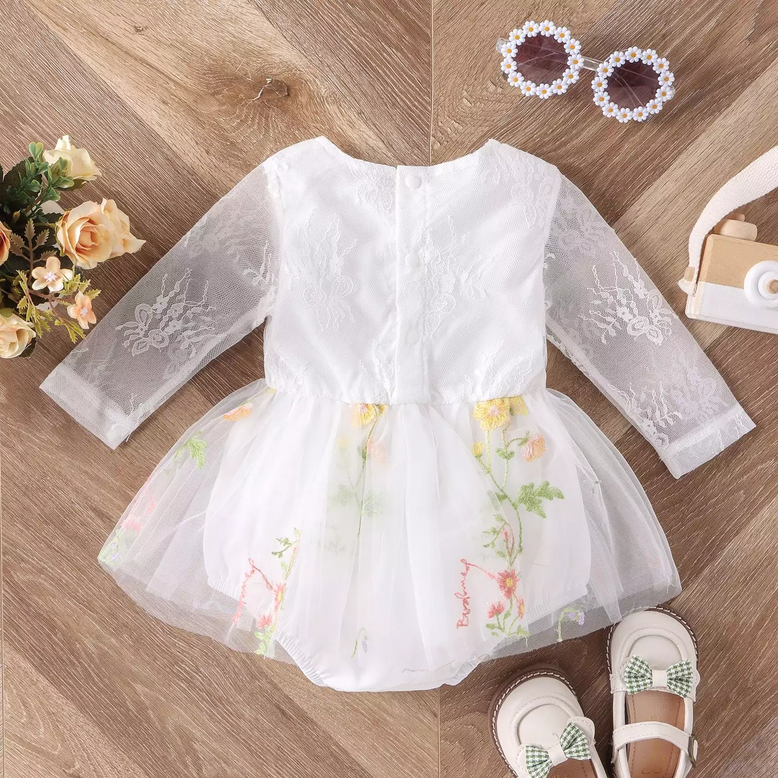 Baby Kid Girls Flower Embroidered Rompers Wholesale 24011122