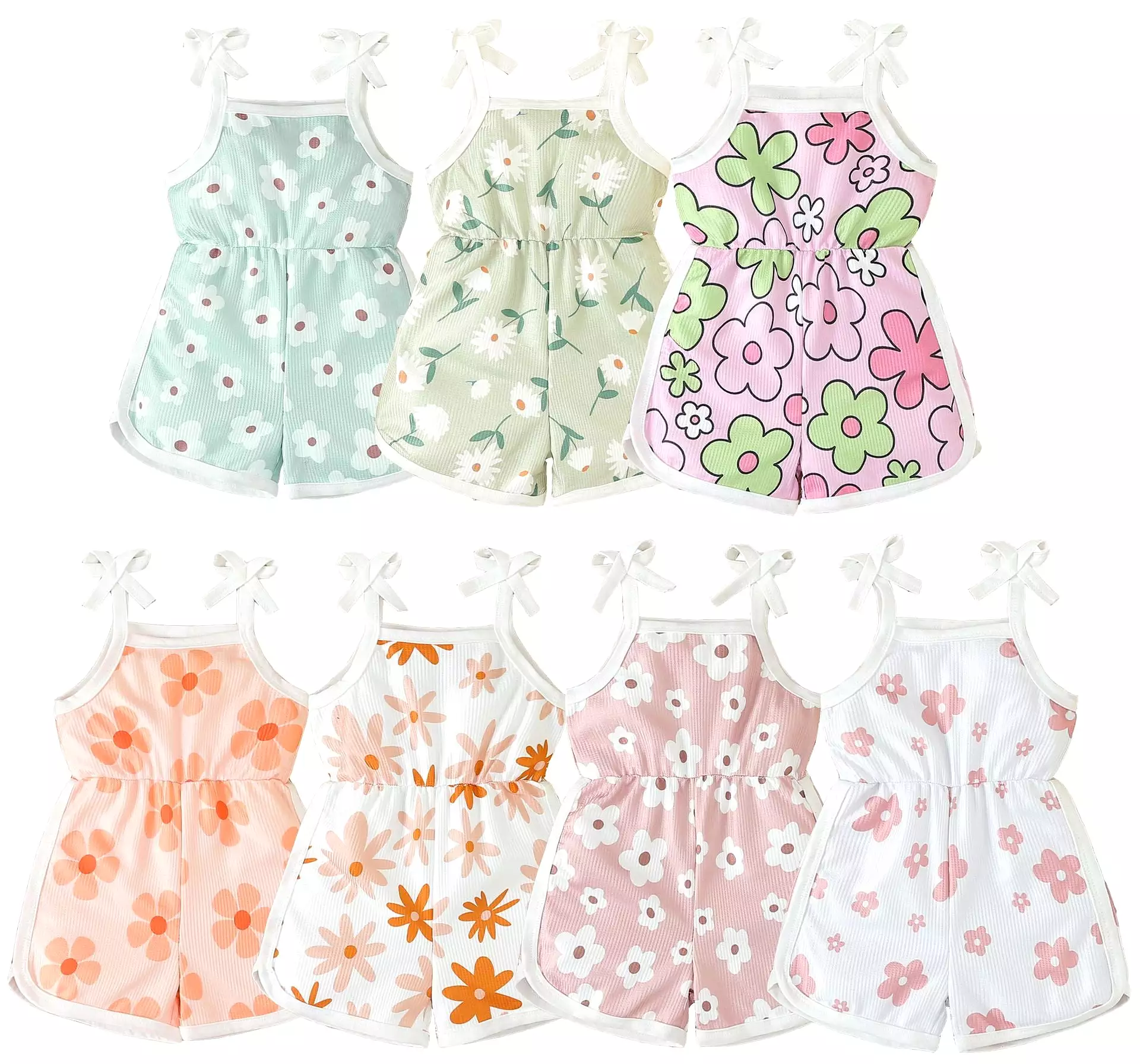 Baby Kid Girls Flower Print Beach Rompers Wholesale 24030175