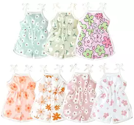 Baby Kid Girls Flower Print Beach Rompers Wholesale 24030175