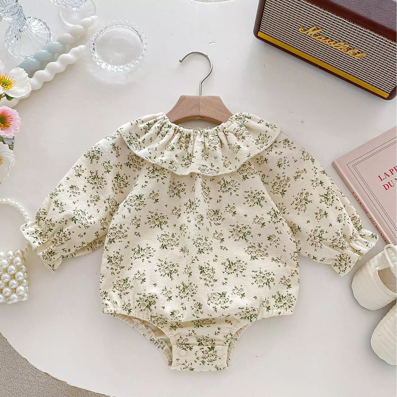 Baby Kid Girls Flower Print Rompers Wholesale 240301132