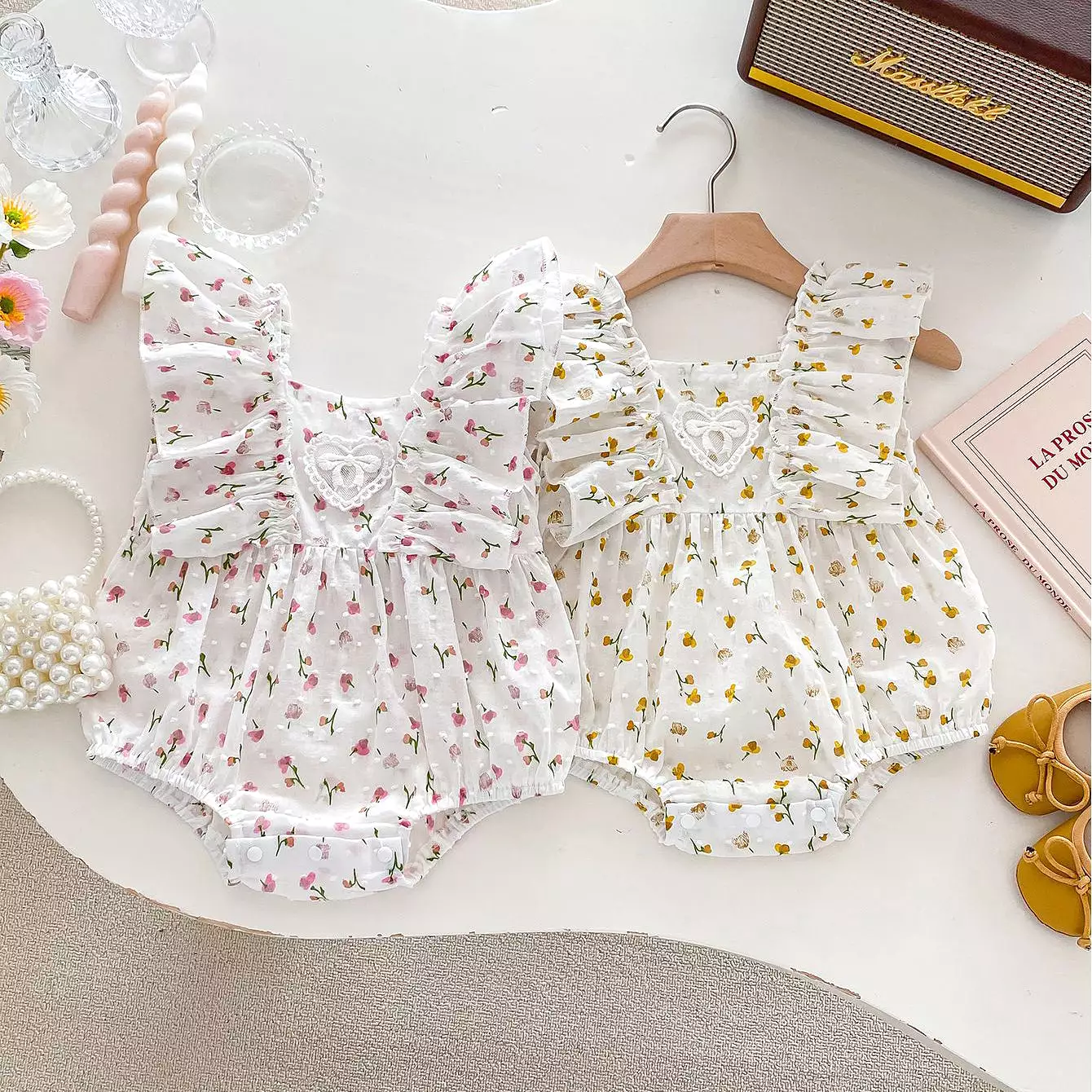 Baby Kid Girls Flower Print Rompers Wholesale 240301146