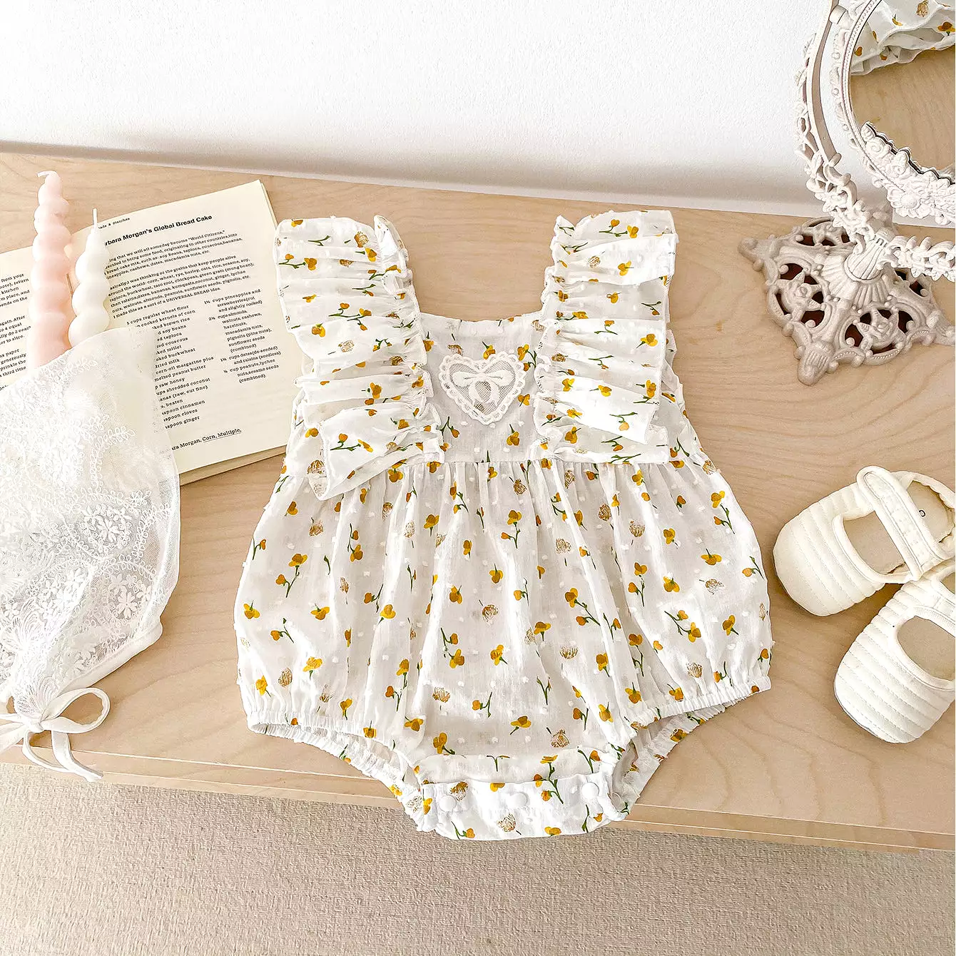 Baby Kid Girls Flower Print Rompers Wholesale 240301146