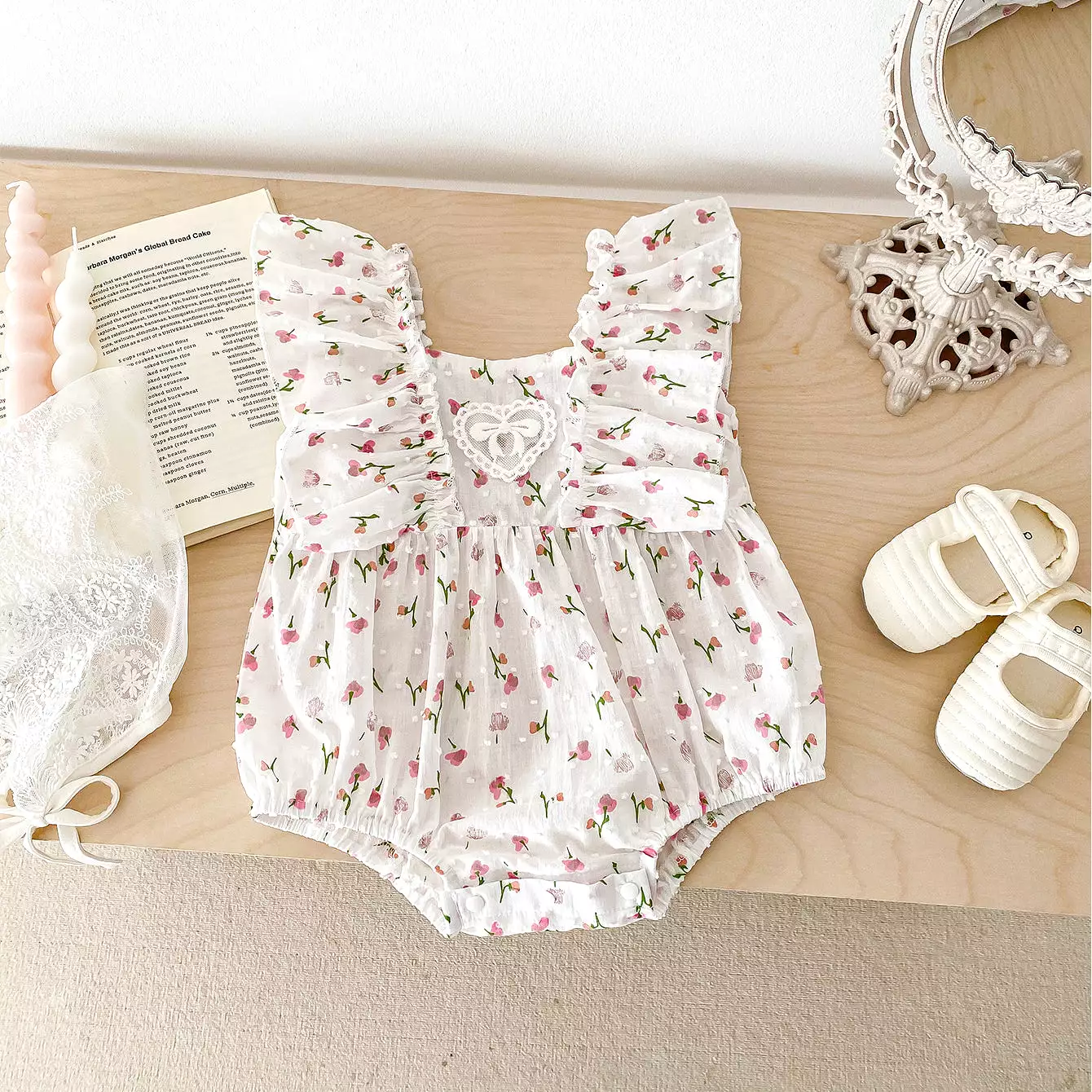 Baby Kid Girls Flower Print Rompers Wholesale 240301146