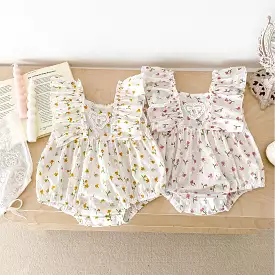 Baby Kid Girls Flower Print Rompers Wholesale 240301146