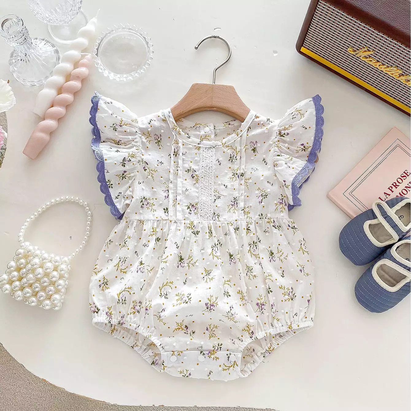 Baby Kid Girls Flower Print Rompers Wholesale 240301147