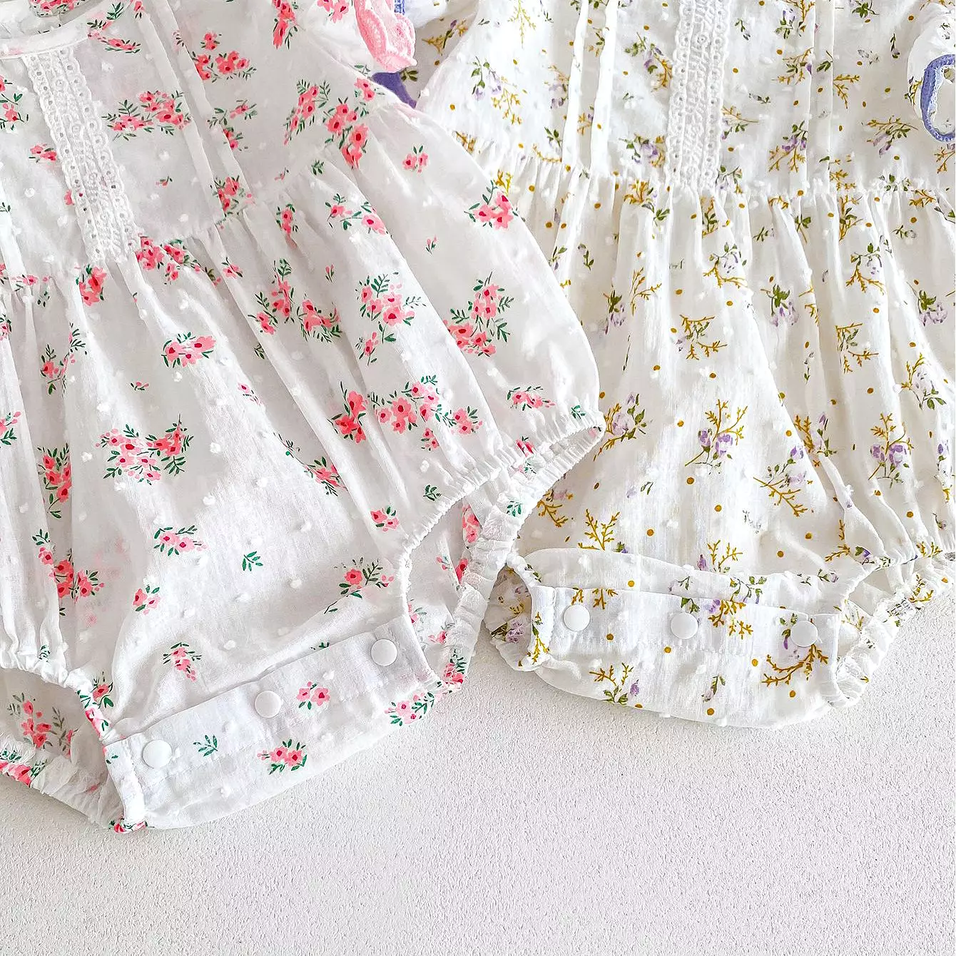 Baby Kid Girls Flower Print Rompers Wholesale 240301147