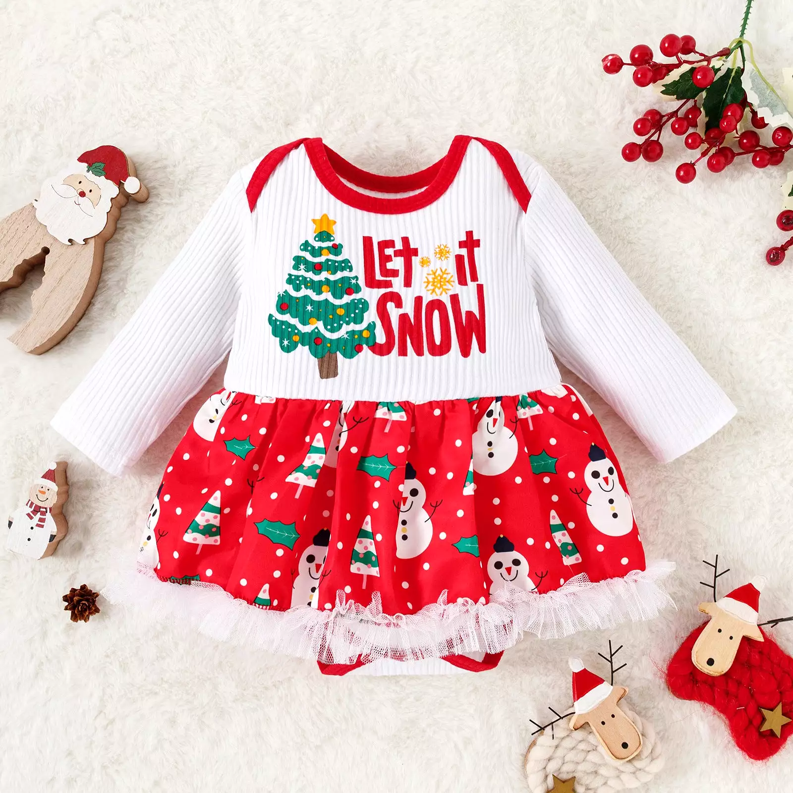 Baby Kid Girls Letters Cartoon Print Christmas Rompers Wholesale 23111506