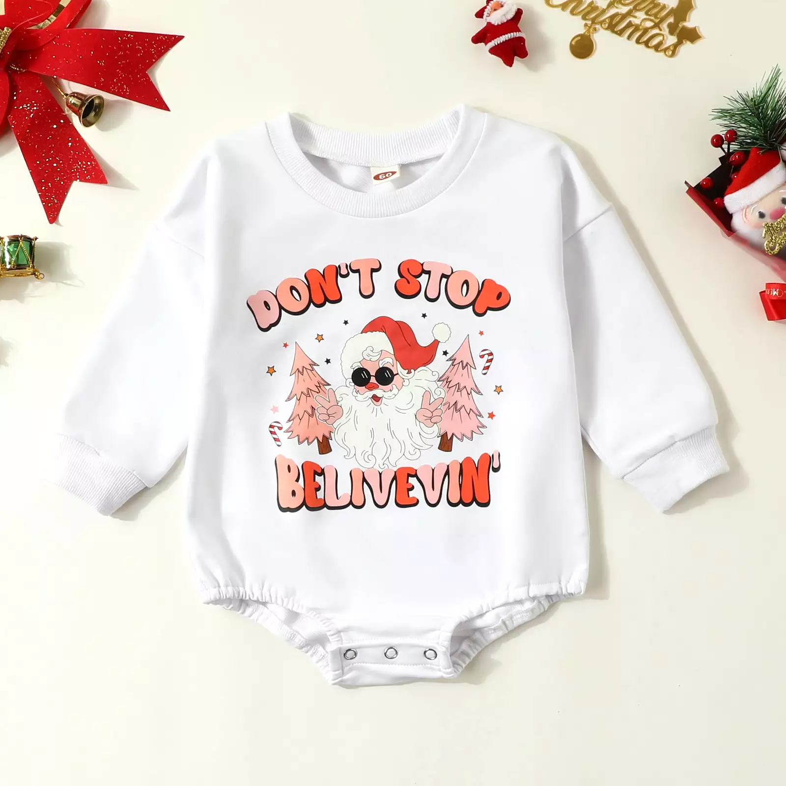 Baby Kid Girls Letters Cartoon Print Christmas Rompers Wholesale 23112102