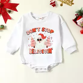 Baby Kid Girls Letters Cartoon Print Christmas Rompers Wholesale 23112102