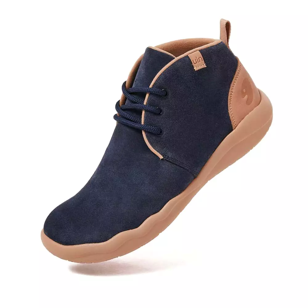 Bilbao Deep Blue Cow Suede Lace-up Boots Men