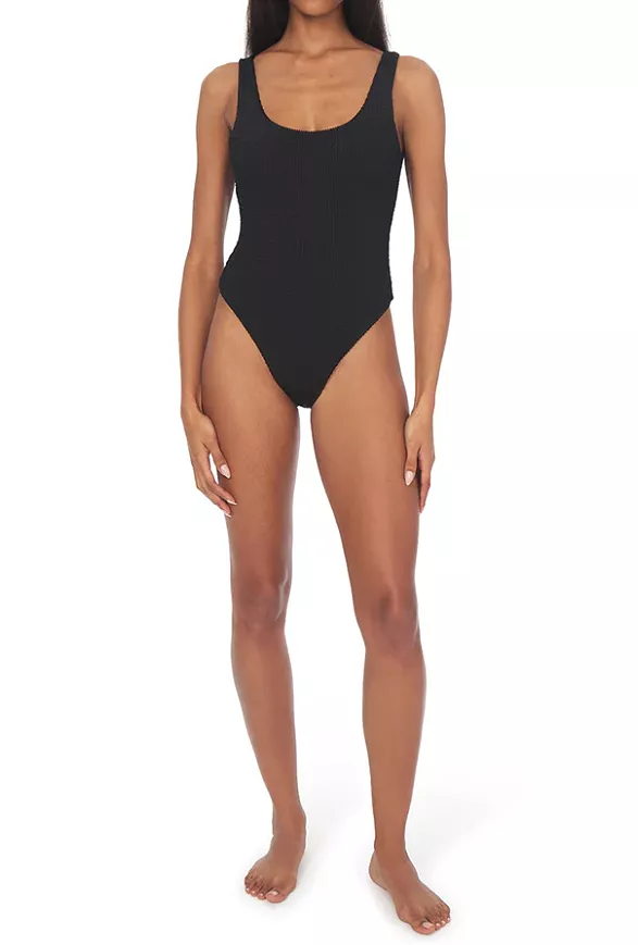 Black spongie scoop one piece swimsuit