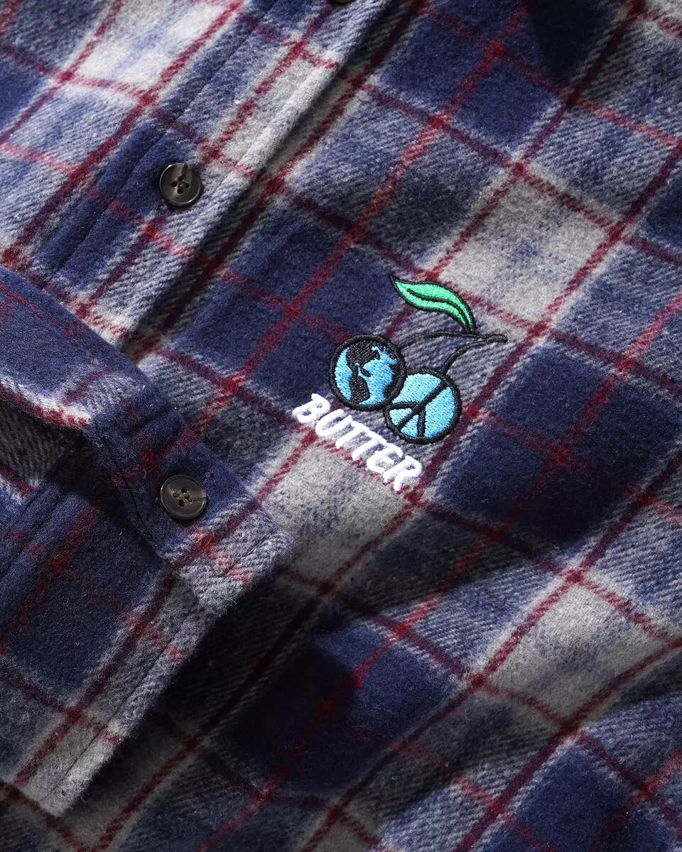 Butter Goods Cherry Flannel Shirt Navy