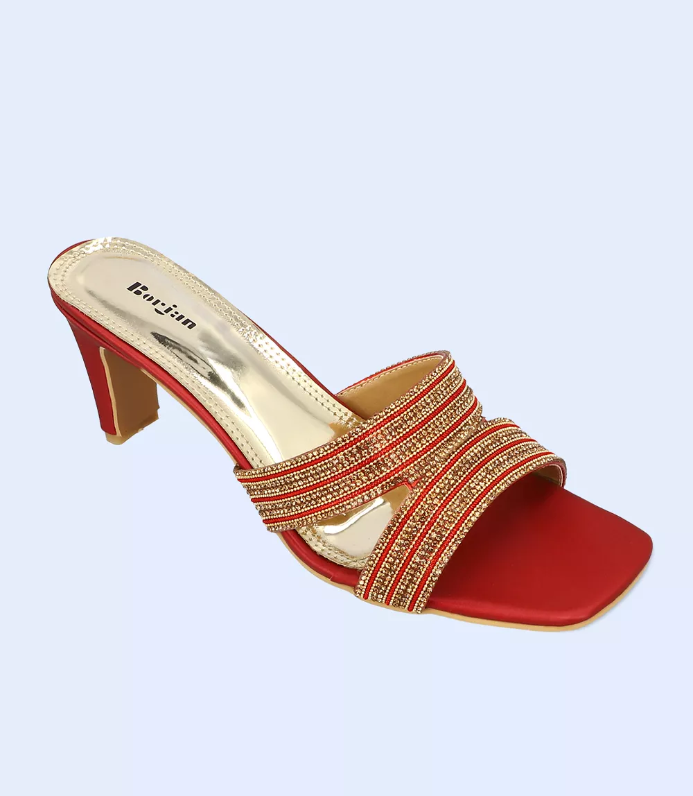 BW5373-MAROON-Women Formal Slipper Heels