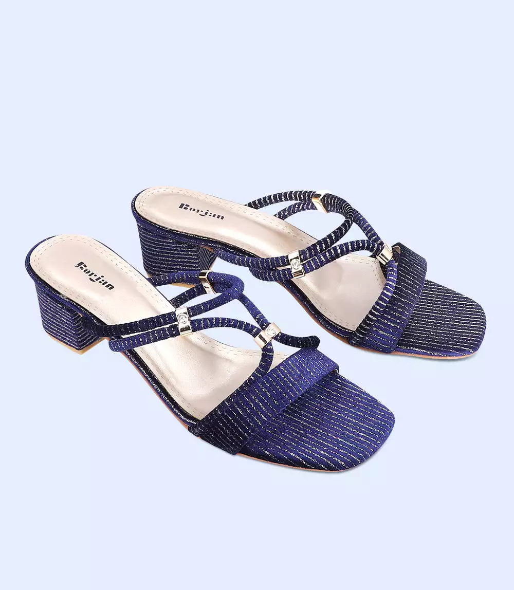 BW5871-BLUE-Women Formal Slipper Heels