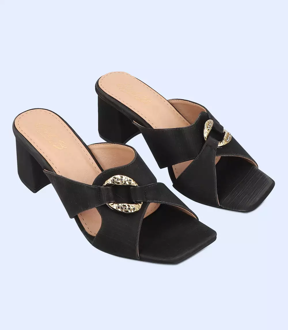 BW7303-BLACK-Women Formal Slipper Heels