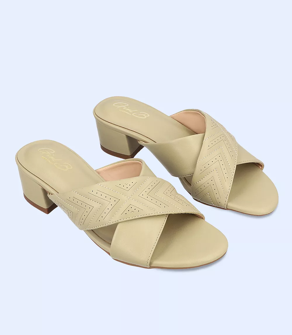 BW7335-LIGHT-GRN-Women Casual Slipper Heels