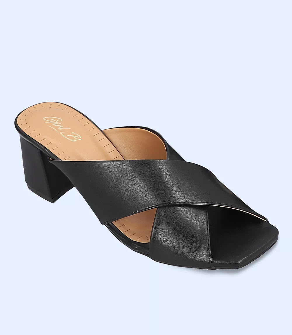 BW7750-BLACK-Women Casual Slipper Heels