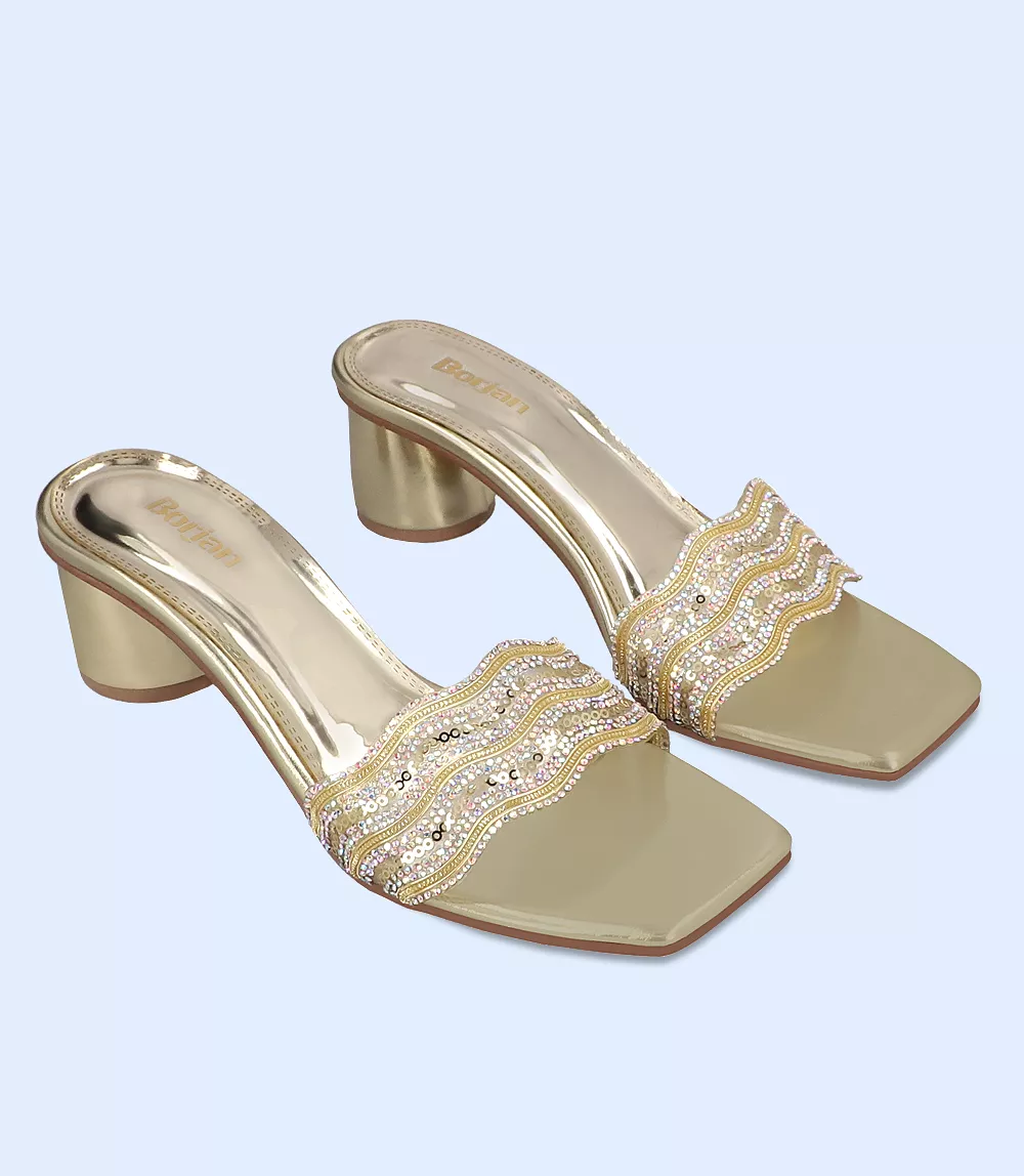 BW8687-DULL GOLD-Women Formal Slipper Heels