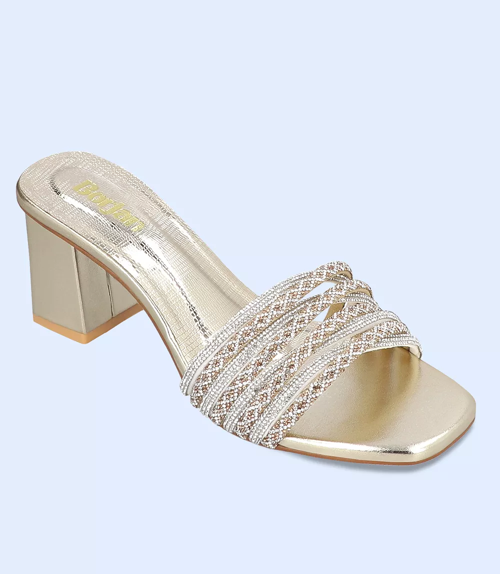 BW8693-GOLDEN-Women Formal Slipper Heels