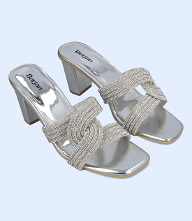 BW9430-SILVER-Women Formal Slipper Heels