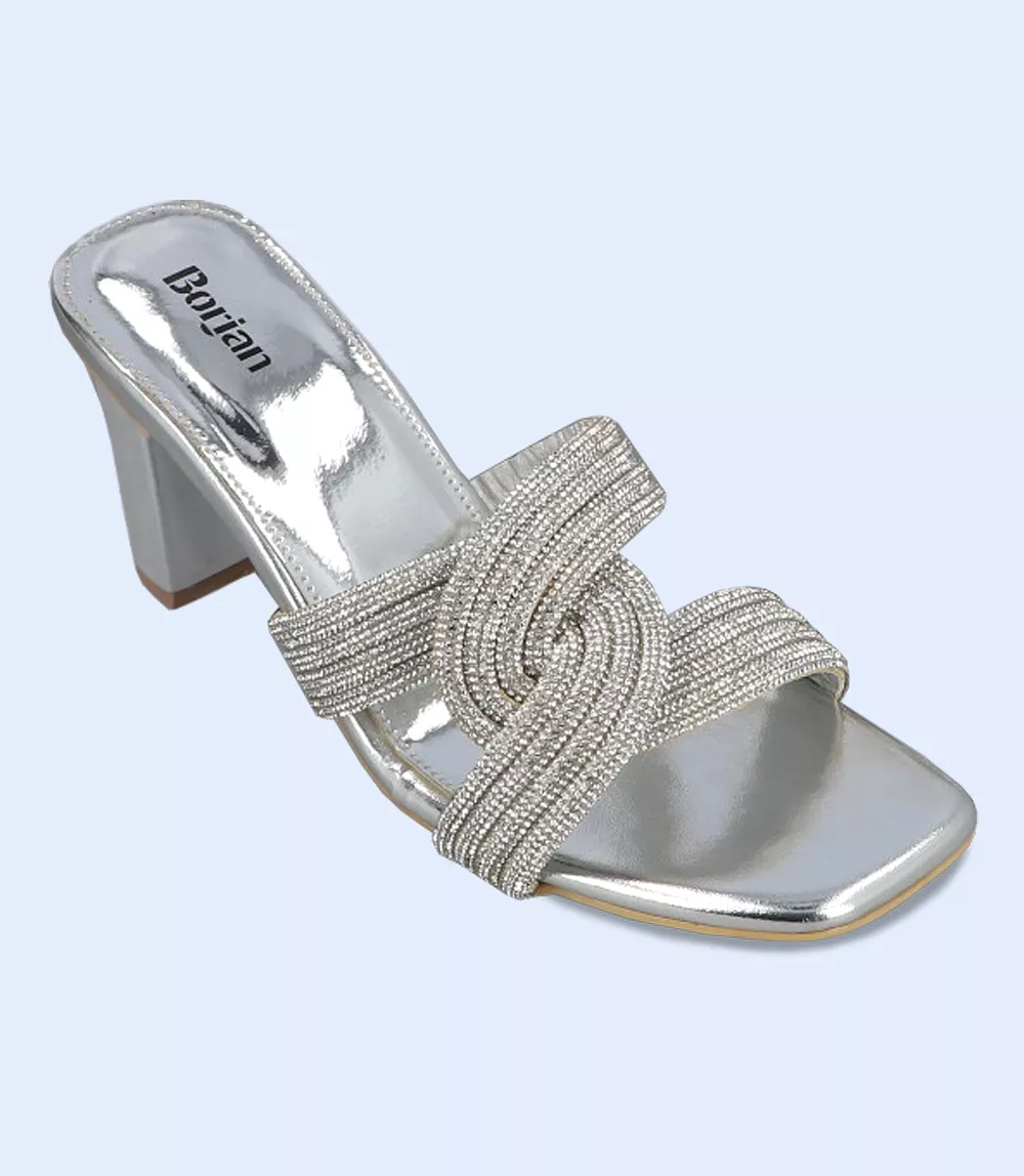 BW9430-SILVER-Women Formal Slipper Heels