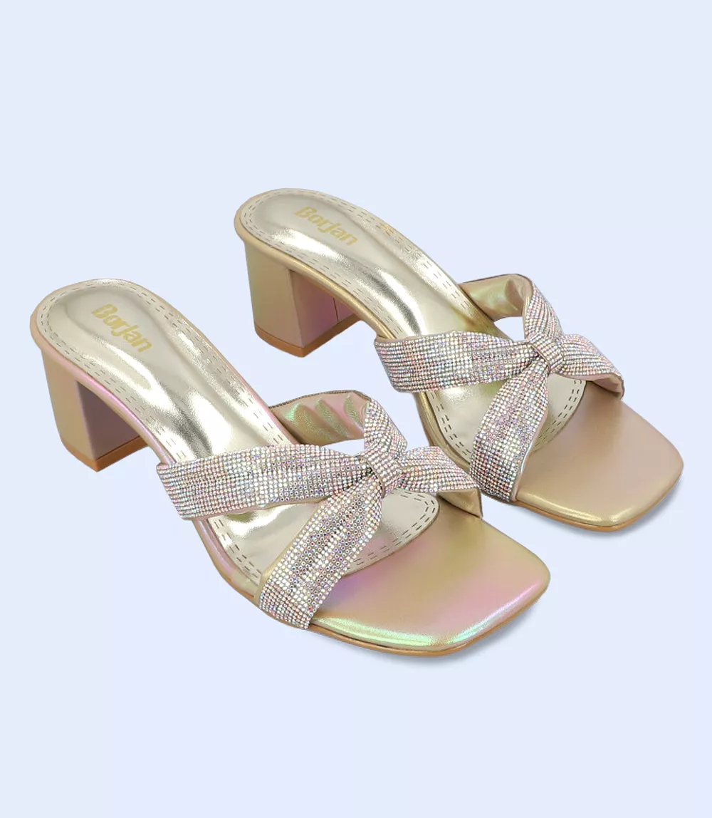 BW9440-DULL GOLD-Women Formal Slipper Heels