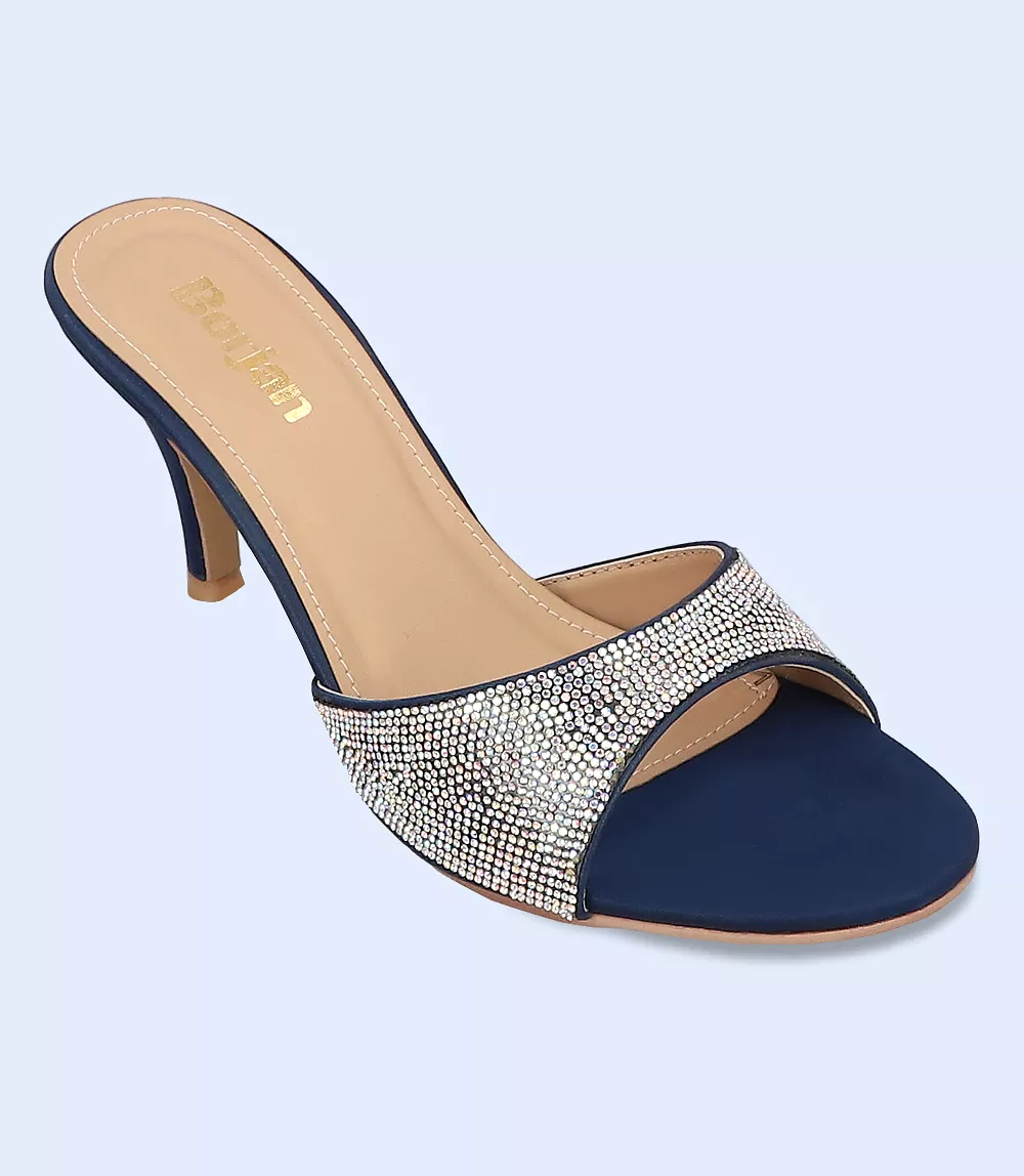 BW9471-BLUE-Women Formal Slipper Heels