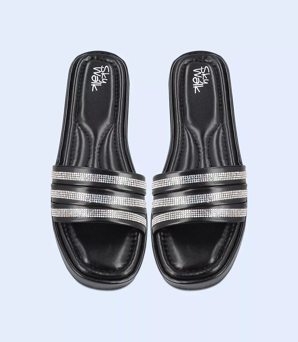 BW9636-BLACK-Women Comfort Slipper