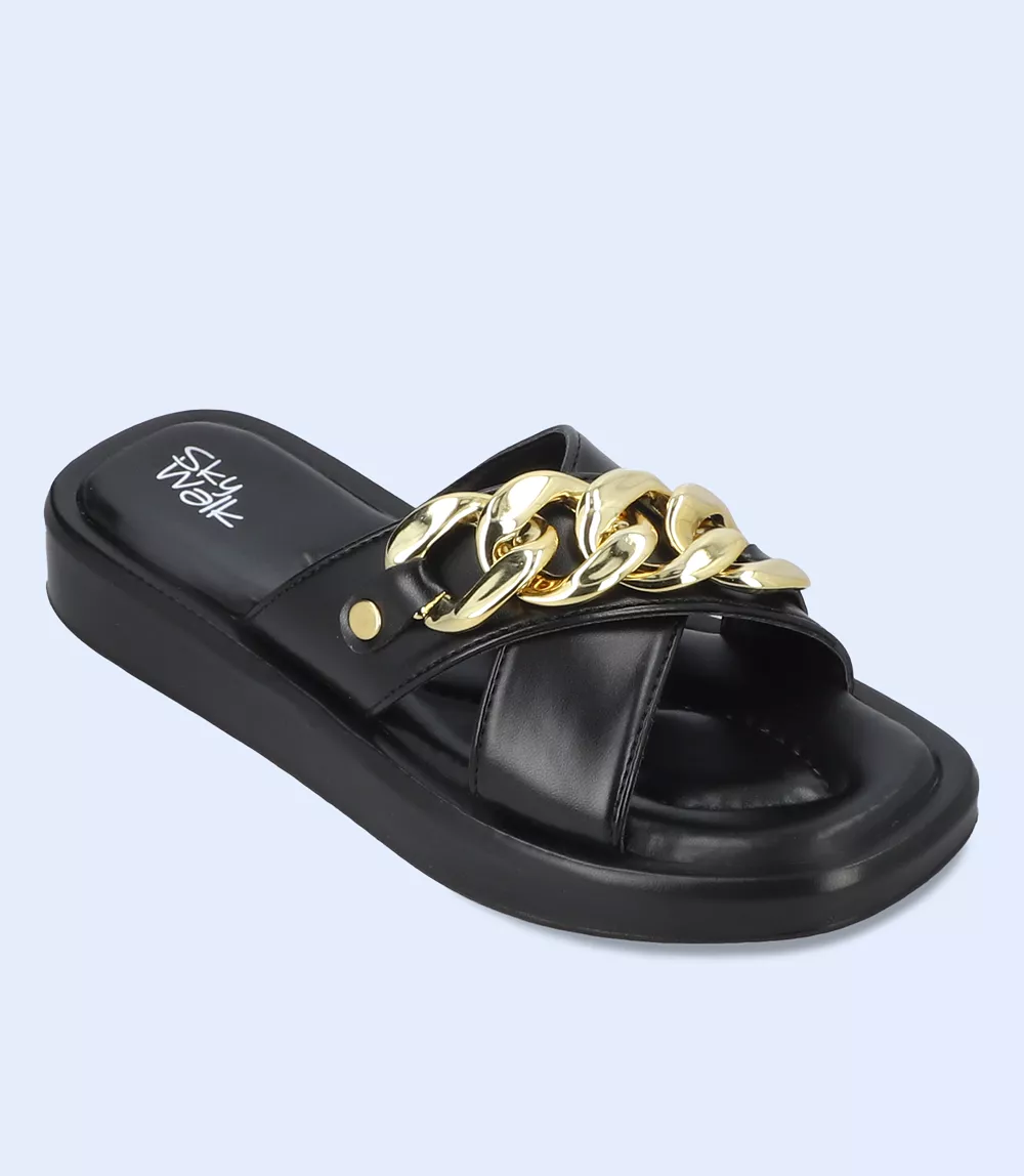 BW9638-BLACK-Women Comfort Slipper