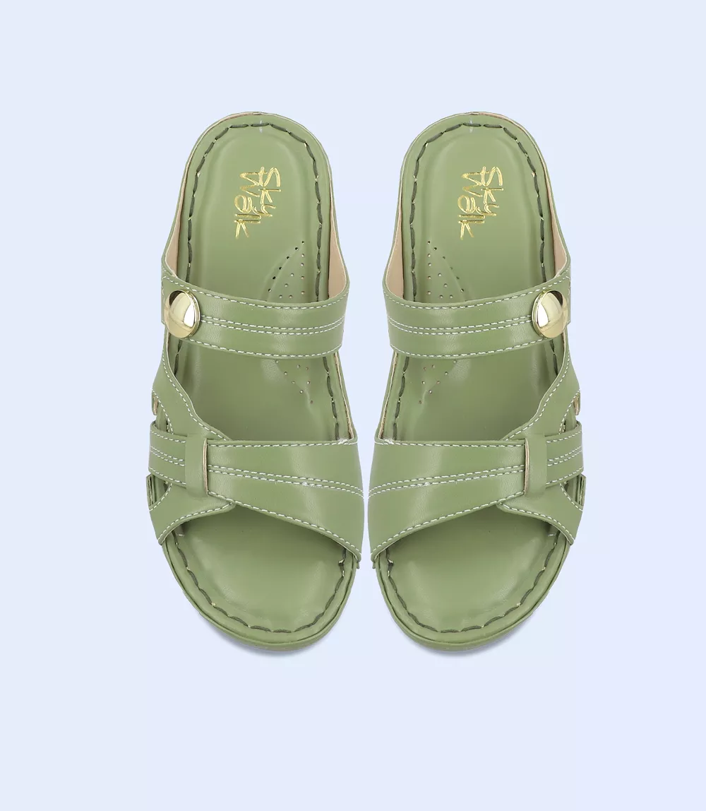 BW9731-GREEN-Women Comfort Slipper