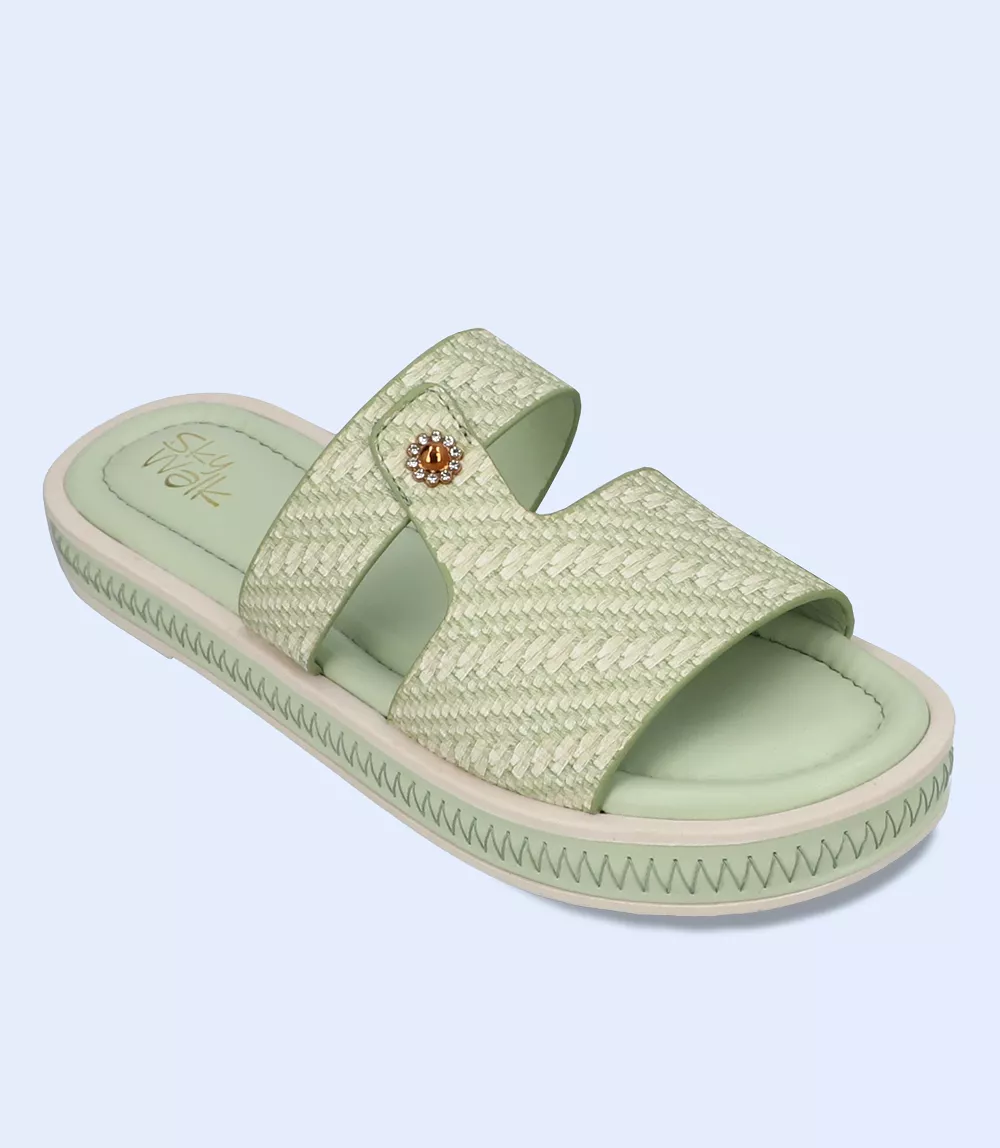 BW9748-GREEN-Women Comfort Slipper