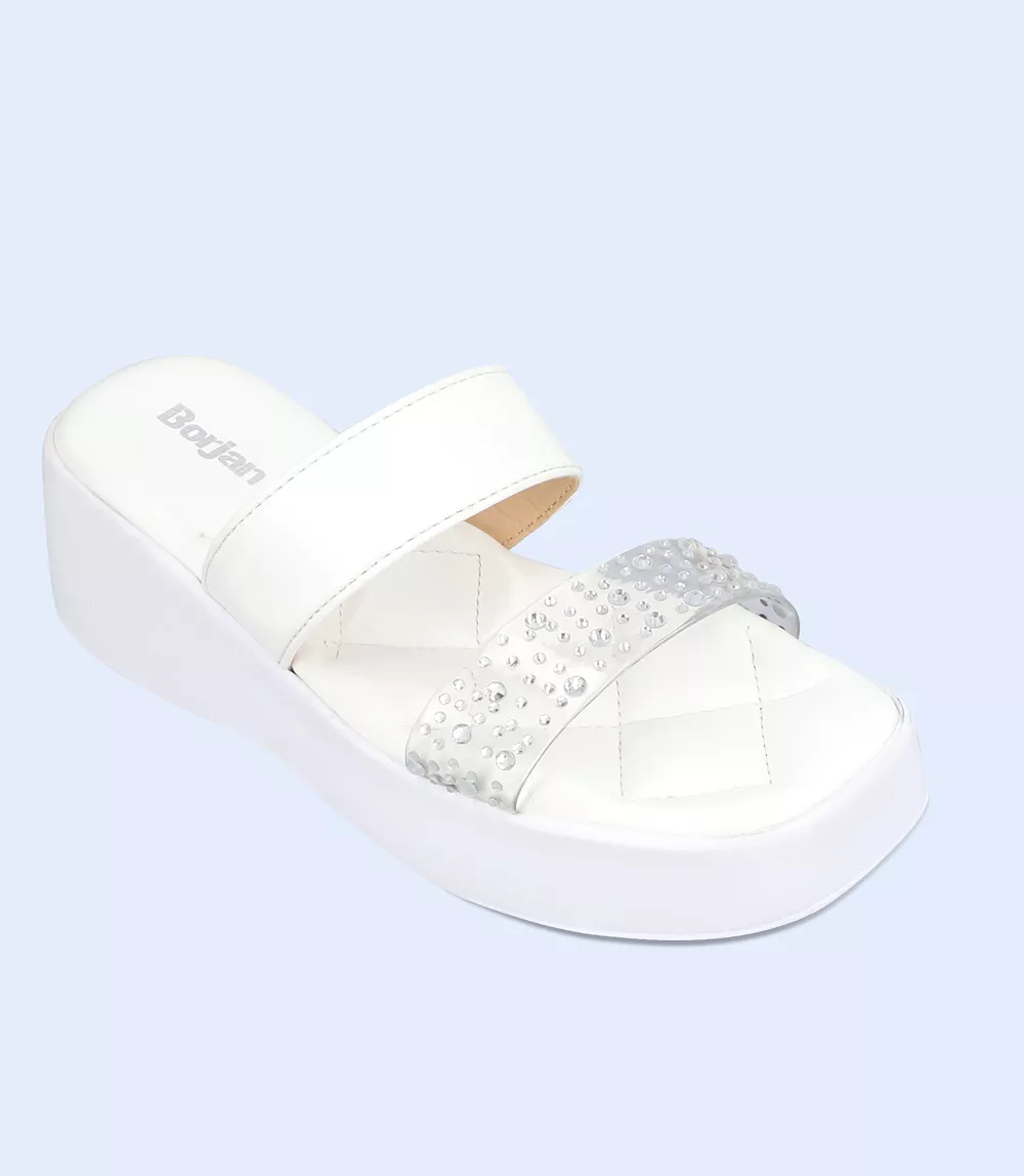 BW9999-WHITE-Women Platform Slipper