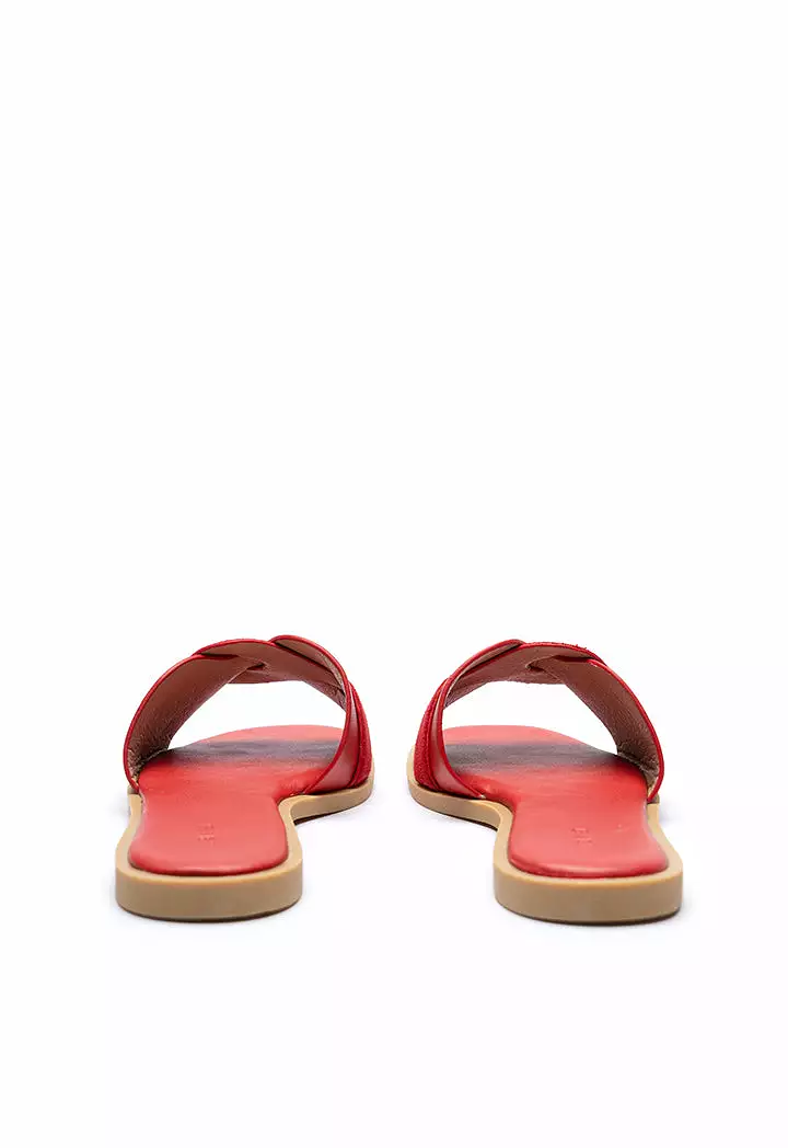 Contrast Inserted Vamp Slip On Sandals