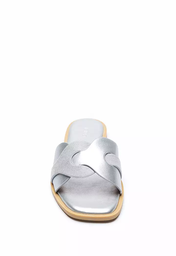 Contrast Inserted Vamp Slip On Sandals