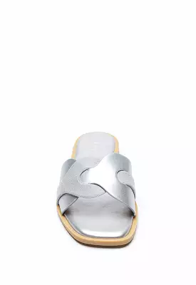 Contrast Inserted Vamp Slip On Sandals