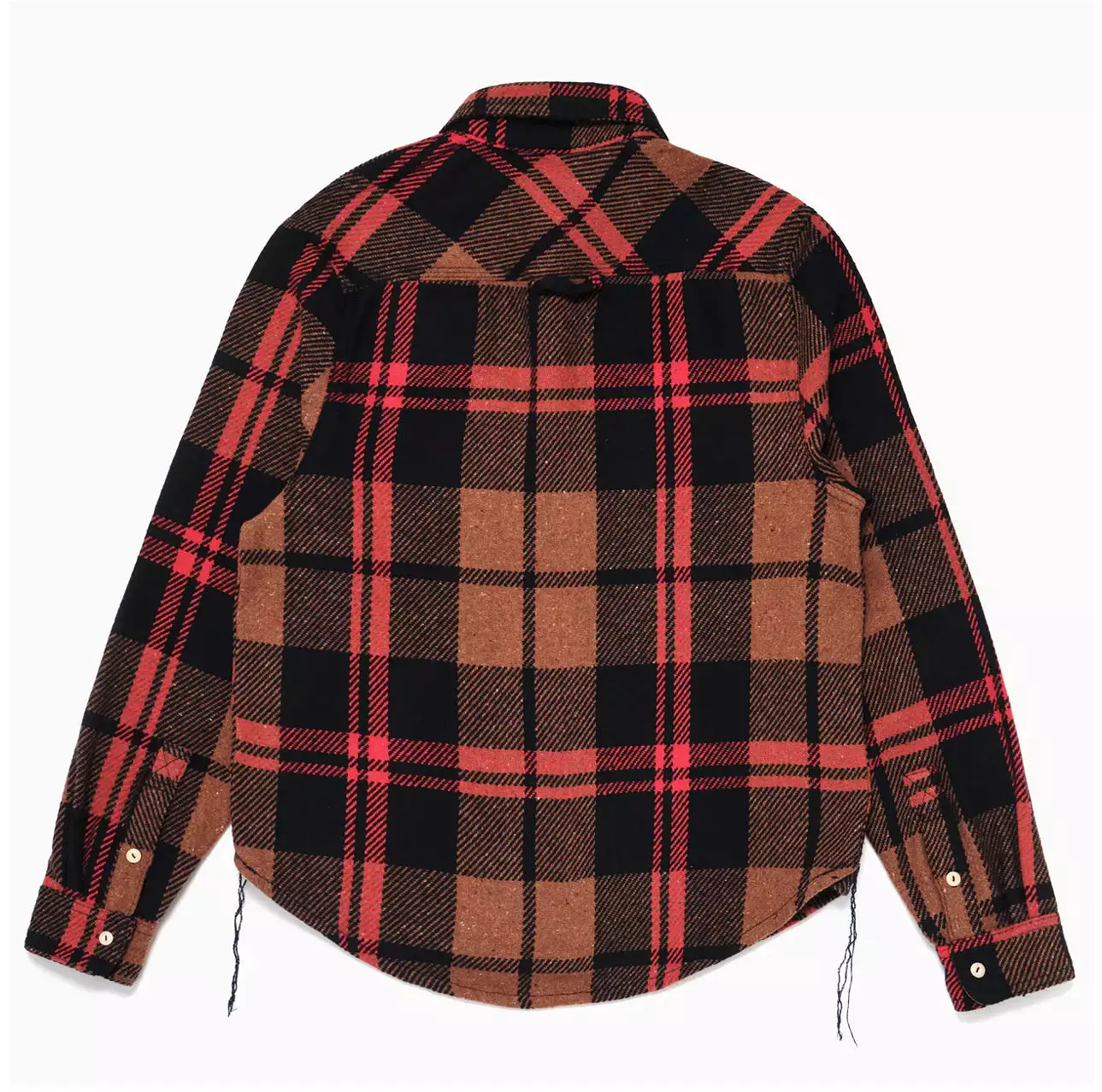 DUBBLEWARE Barrington Flannel Shirt - Brown/Navy/Red Check