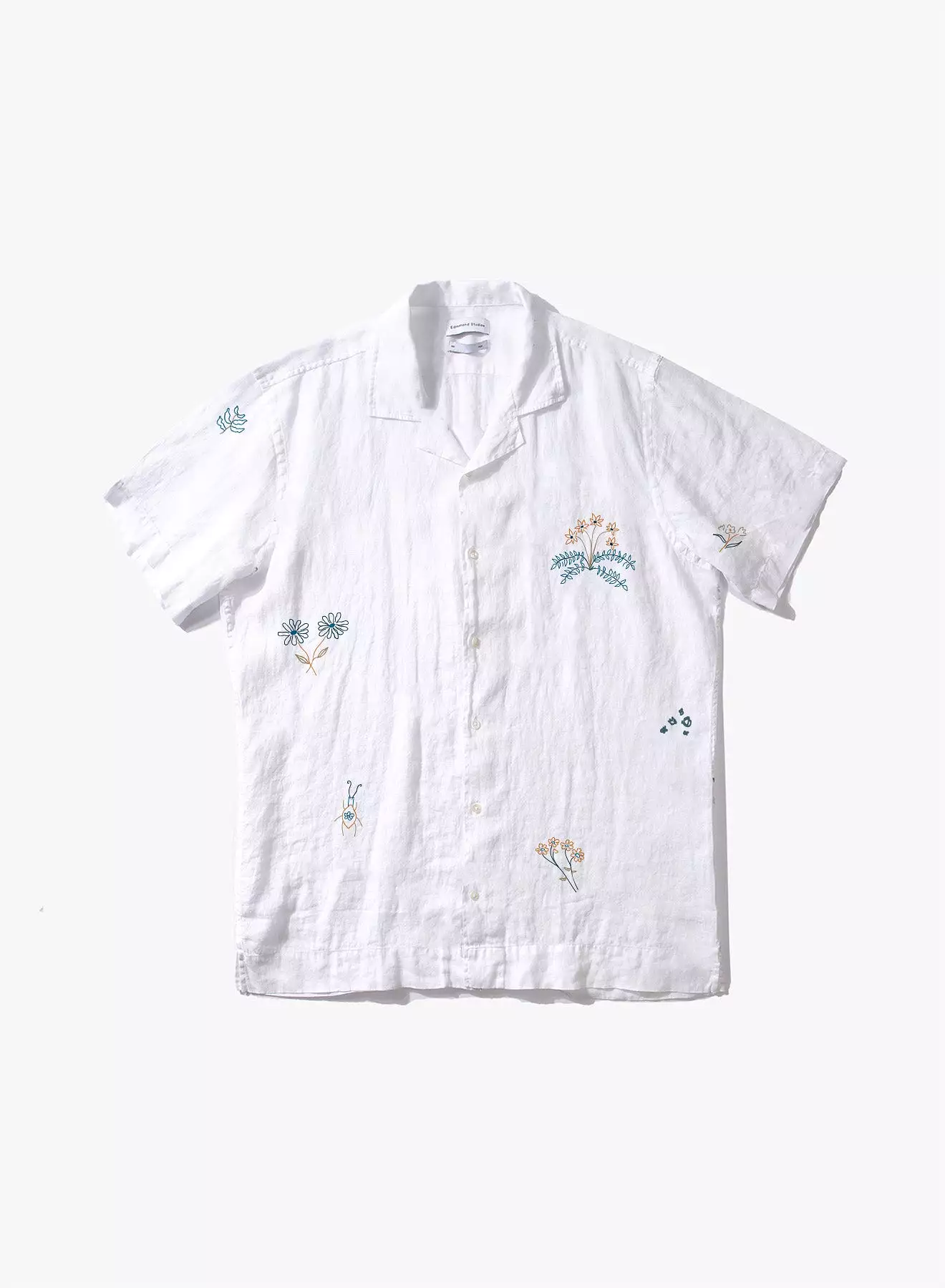 Edmmond Studios Grass Shirt Embroidered Linen S/S Shirt