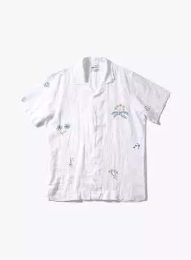 Edmmond Studios Grass Shirt Embroidered Linen S/S Shirt