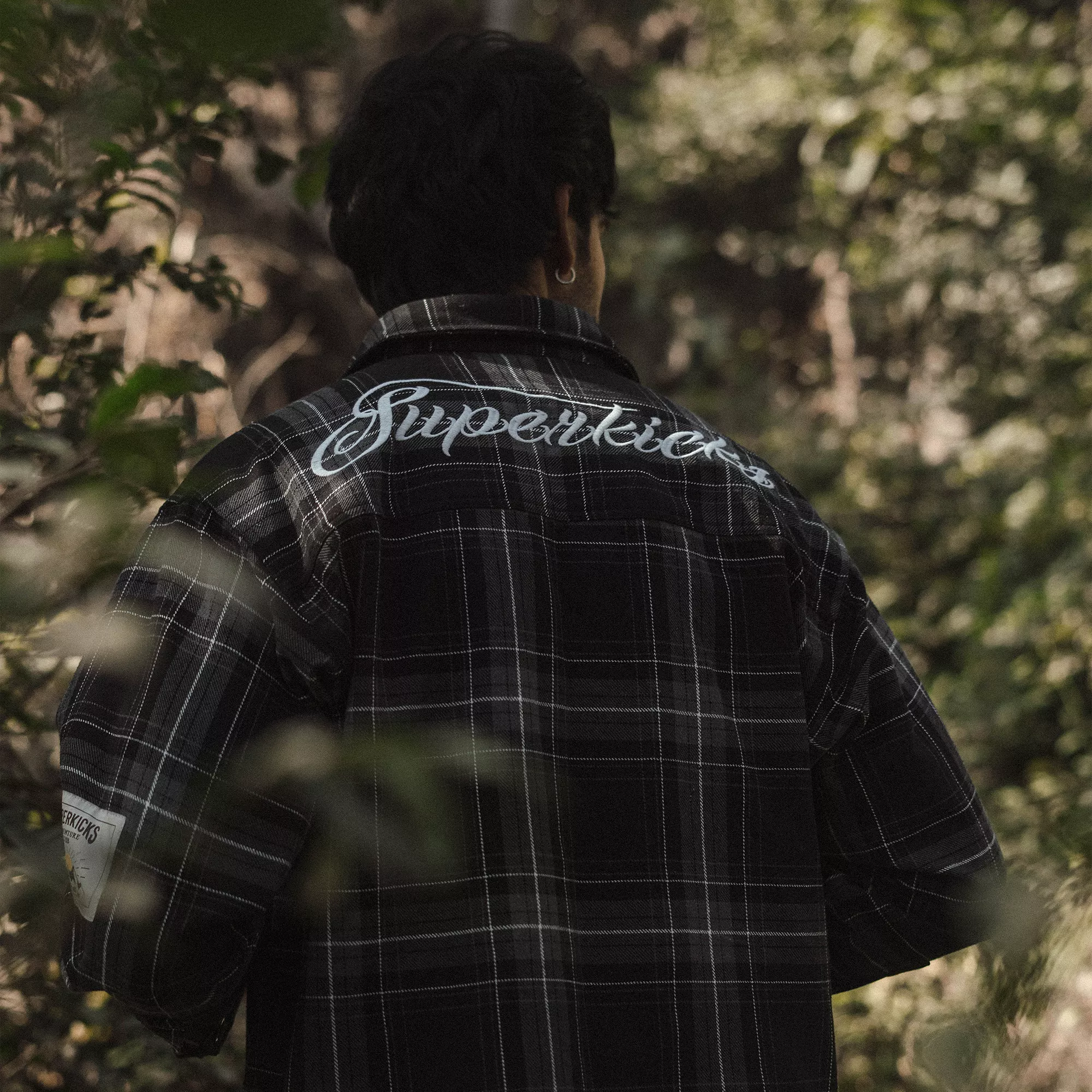 EMBROIDERED FLANNEL SHIRT 'GREY/BLACK'