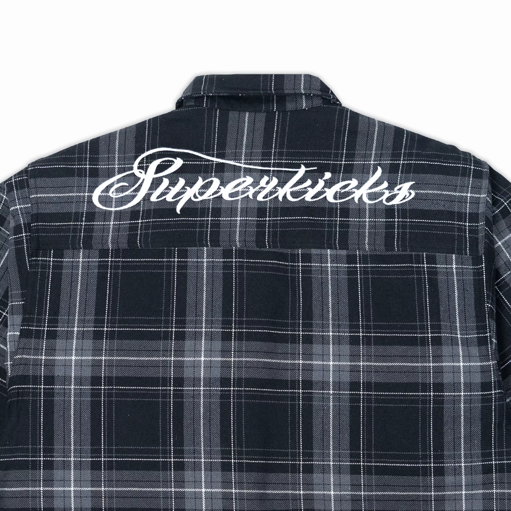 EMBROIDERED FLANNEL SHIRT 'GREY/BLACK'