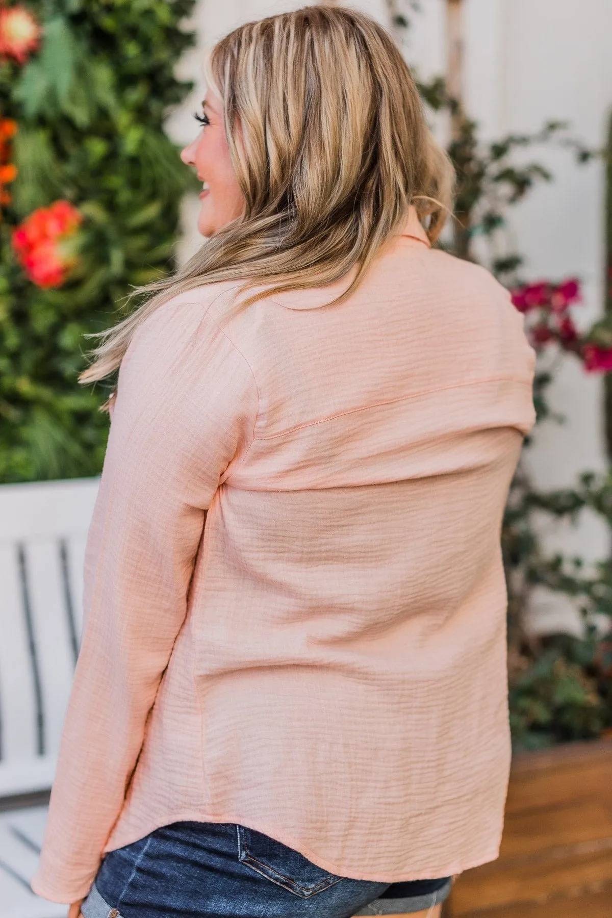 Feeling Your Warmth Button Up Top- Blush