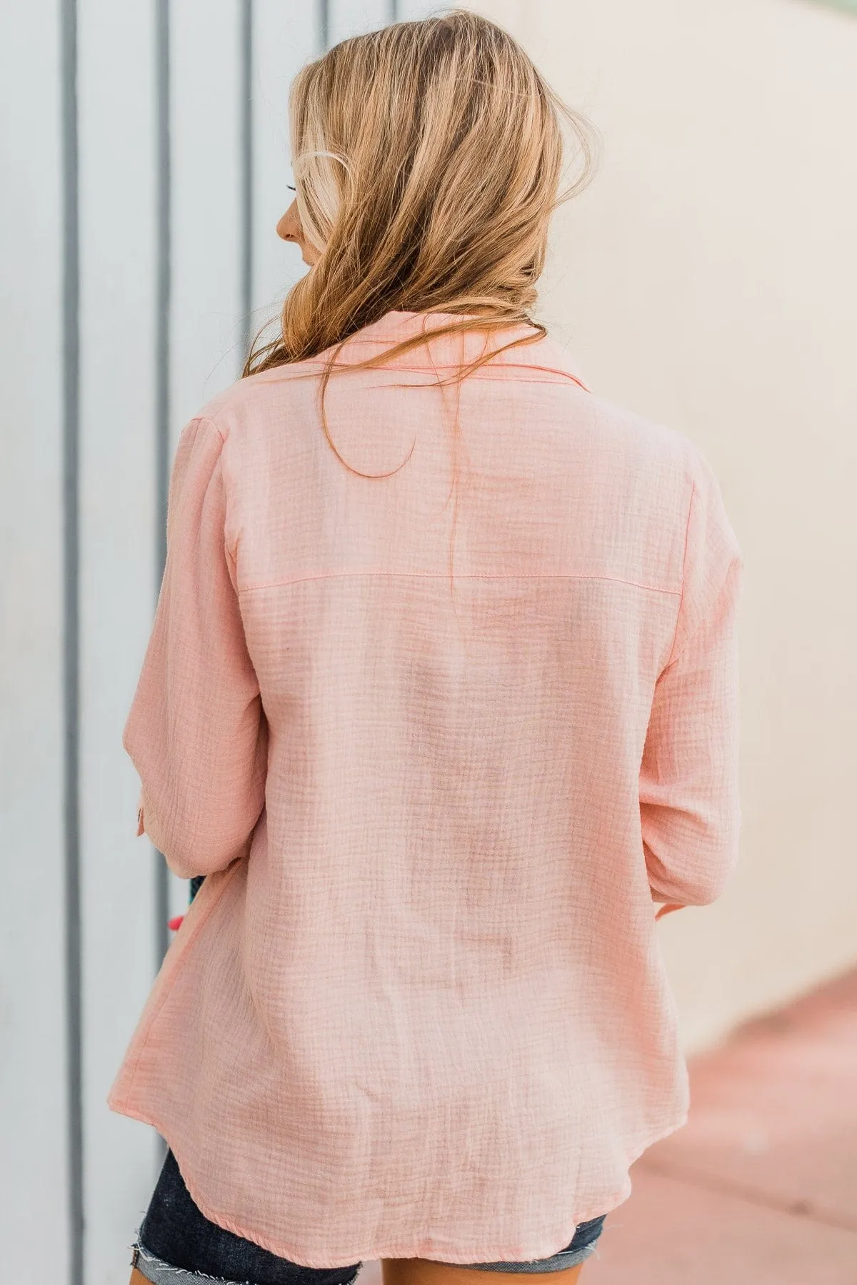 Feeling Your Warmth Button Up Top- Blush