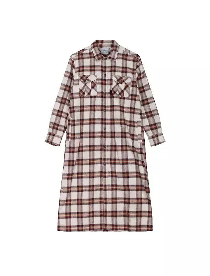 Gramicci Flannel Shirt Dress Beige