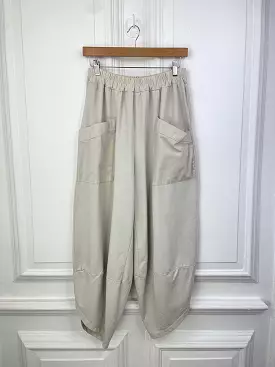 Jersey Pocket Cocoon Trousers - Stone