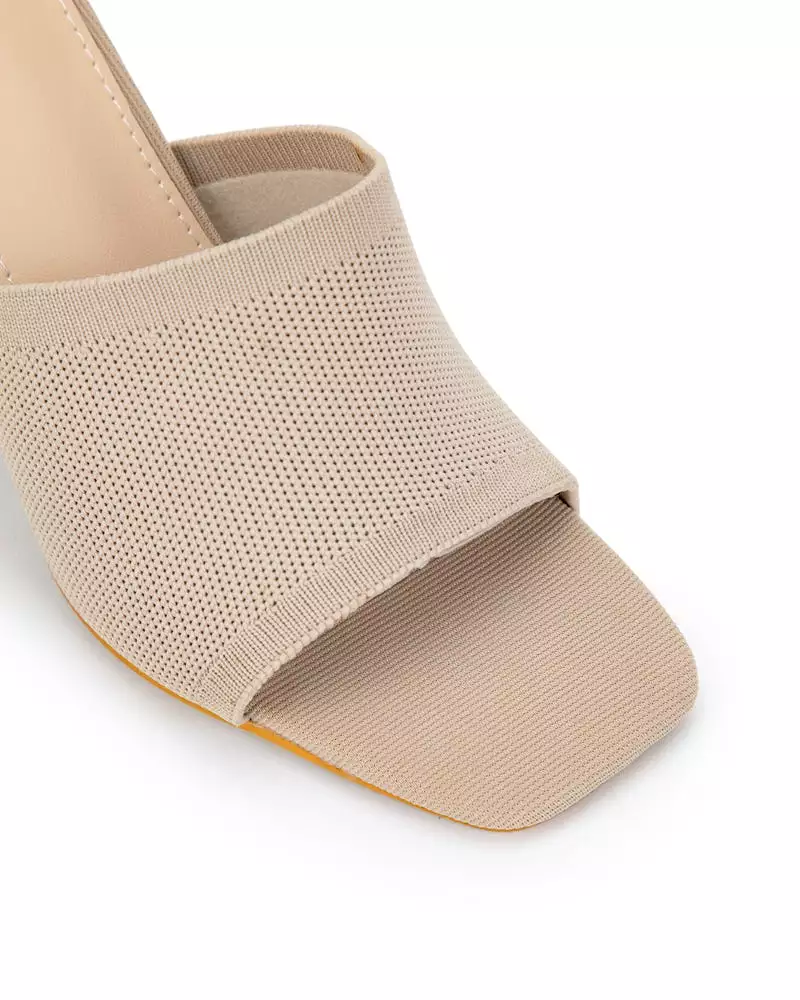 Knit Slip On Breathable Block Heel Sandals