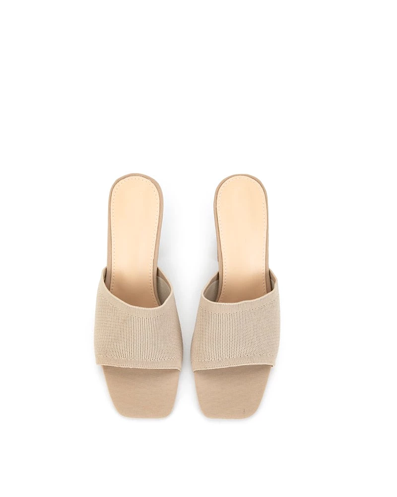 Knit Slip On Breathable Block Heel Sandals