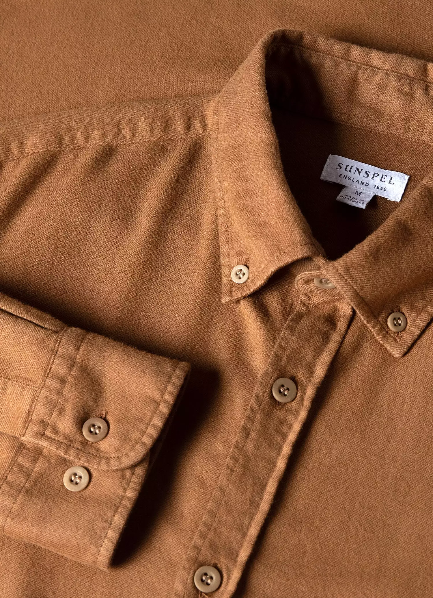 Men's Button Down Flannel Shirt in Dark Camel