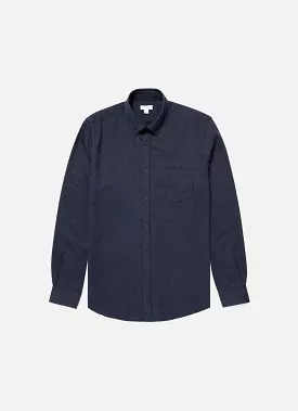 Men's Button Down Flannel Shirt in Navy Melange