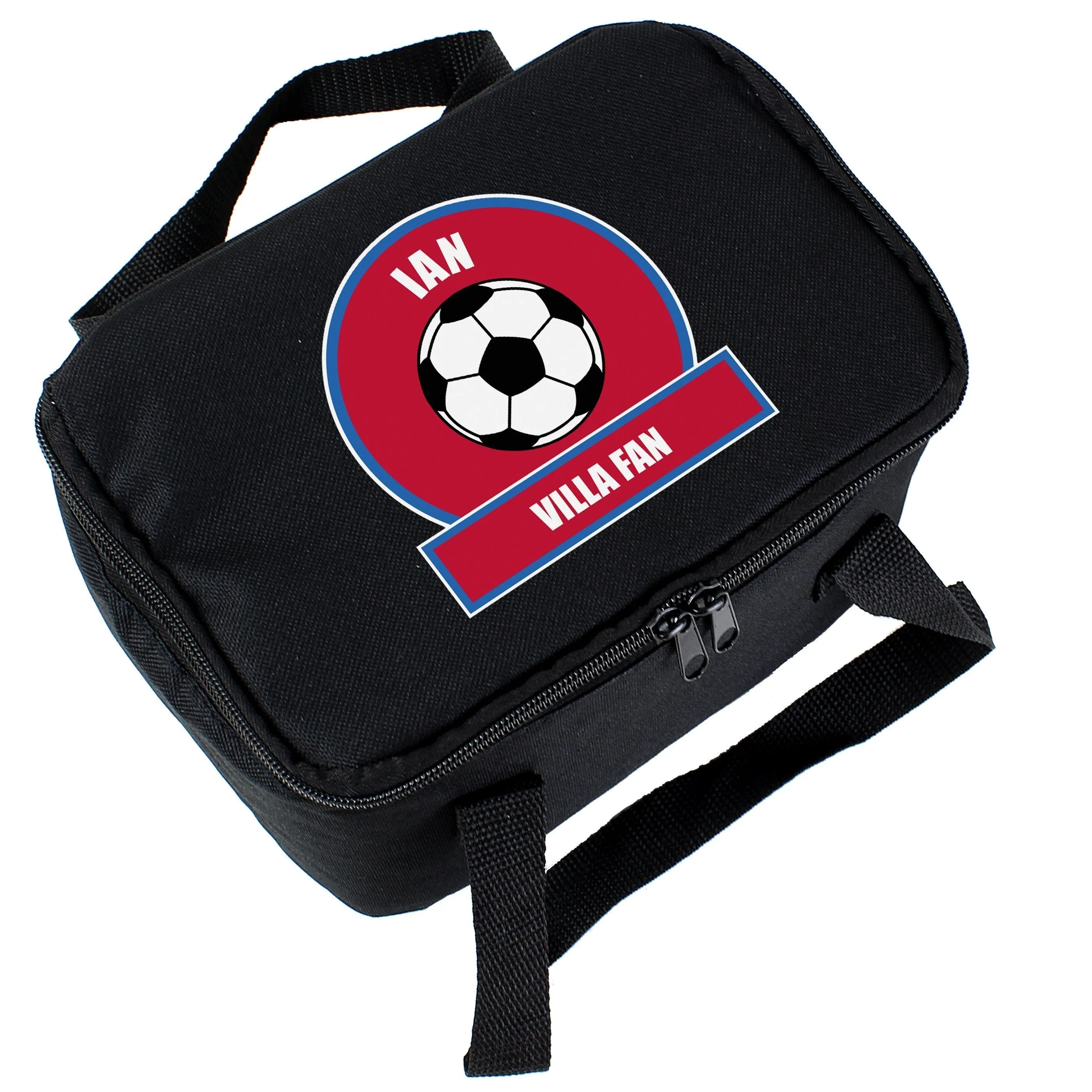 Personalised Claret and Blue Football Fan Lunch Bag