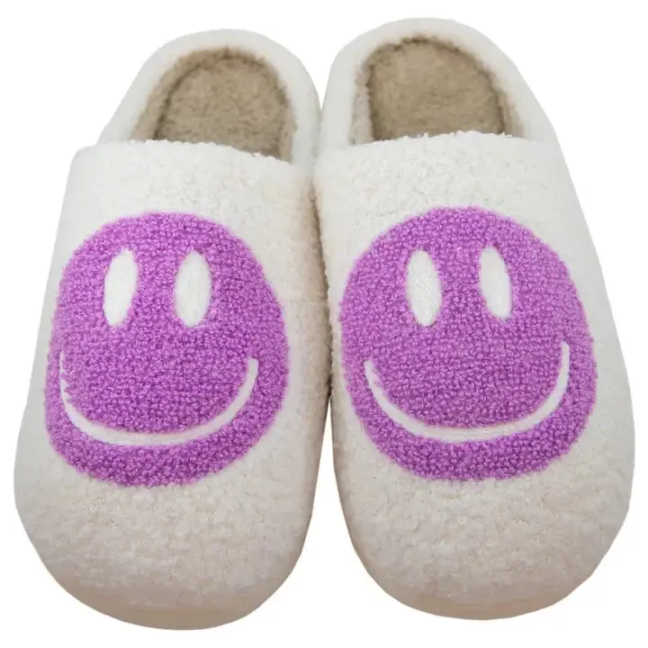 Purple Happy Face Slippers